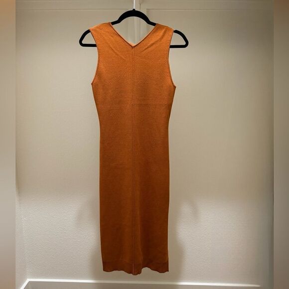 Proenza Schouler Stretch Ribbed Knit‎ Midi Dress silk cotton Twist Back XS - Picture 3 of 11